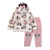 Terno de suéter de primavera e outono com margaridas de desenho animado para crianças pequenas e médias meninas terno de duas peças  Rosa