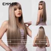 New arrival champagne brown long straight hair temperament goddess wig full head hairstyle hair  Style 2