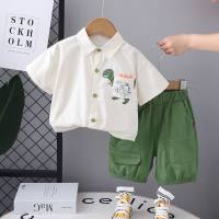 Novo estilo de verão menino camisa de verão terno menino bebê verão estilo chinês camisa de manga curta terno  Branco