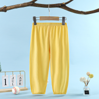 Calças anti-mosquito para crianças verão calças finas de seda gelo leggings para meninos all-match calças casuais para meninas verão  Amarelo