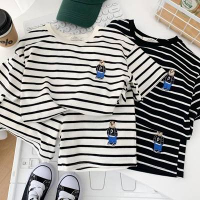 Boys' short-sleeved suit summer thin children's fashion striped sportswear two-piece trendy shorts for children and middle-aged children