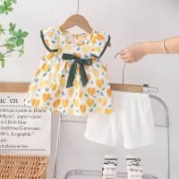 Baby clothes summer stylish big love baby shirt short sleeve split suit Korean version one year old baby summer clothes  Yellow