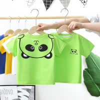 Children's short-sleeved summer new baby pure cotton girls pure cotton boys T-shirt clothes combed cotton children's clothing  Green