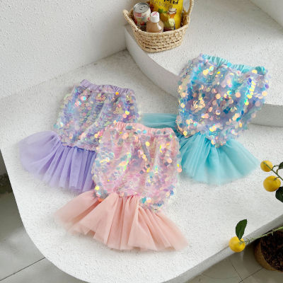 Children's clothing girls baby mermaid princess skirt 2024 spring and summer new children's skirt mesh sequin fishtail skirt