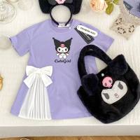 New summer clothes for girls cartoon cute dress short sleeves for little kids Kulomi princess bow skirt  Purple