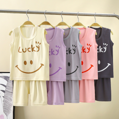 2-Piece Toddler Boy Summer Casual Letter Smiley Vest & Shorts