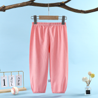 Children's anti-mosquito pants summer thin ice silk trousers boys' leggings all-match girls' bloomers casual pants summer  Pink