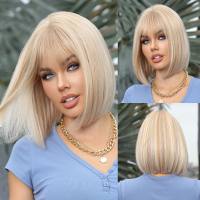 Short hair wig for women pure desire straight hair bob head air bangs age-reducing new full head cover  Style 2