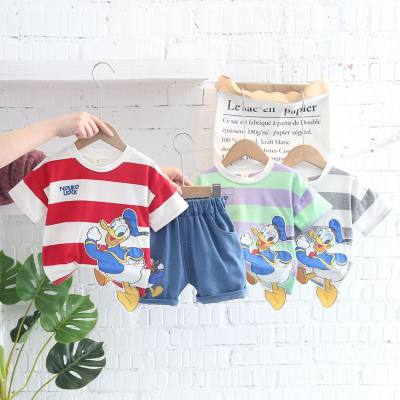 Pantalones cortos de manga corta para niños y bebés, traje de dos piezas con cuello redondo de dibujos animados de 0 a 5 años, verano