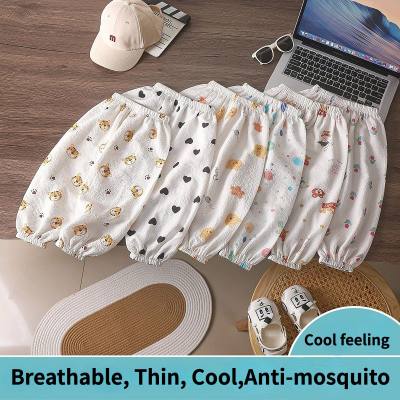 Calças anti-mosquito dos desenhos animados das crianças meninos e meninas verão calças casuais finas bebê casual solto respirável bloomers