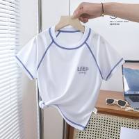 T-shirt sportive estive per bambini a maniche corte per ragazzi e ragazze top in rete ad asciugatura rapida camicie con fondo intimo elasticizzato  bianca