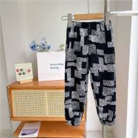 Children's anti-mosquito pants Korean style trendy sports pants for baby girls thin summer style chiffon cartoon print anti-mosquito pants  Gray