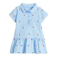 Little maven jupe pour enfants européens et américains été nouvelle robe de vêtements pour enfants à manches courtes jupe POLO tricotée pour filles  Bleu