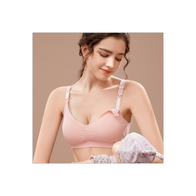 Pregnant women pure cotton nursing bra postpartum thin front buckle large size without steel ring