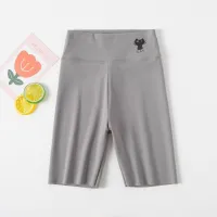 Girls summer five-point shark pants 2024 new children's thin outer leggings baby Korean yoga pants sports cycling pants  Gray
