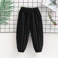 New summer children's pure cotton casual pants outer wear bloomers baby anti-mosquito pants small and medium children's thin pure cotton trousers  Black