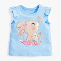 Children's T-shirts Children's clothing Summer new girls T-shirts knitted cute cotton bottoming shirts  Blue