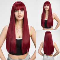 Wigs for women long straight hair full head set Long straight hair fashion hairstyle ladies fluffy natural wig set  Style 2