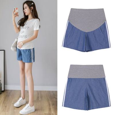 Maternity shorts summer thin denim outer wear belly support versatile casual bottoming shorts