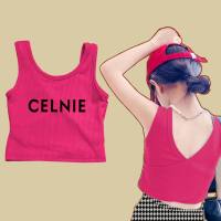 Girls camisole vest 2024 summer thin style internet celebrity short design fashionable princess style children's sleeveless vest  Rose red