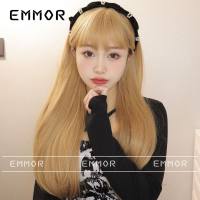New Korean wigs, air bangs, long hair, slightly curly, natural white girlish synthetic wig headpiece  Style 1
