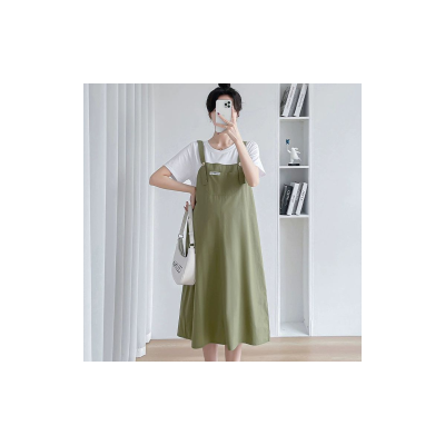 Maternity summer dress fashionable loose mid-length overalls dress fake two-piece