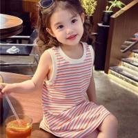 Girls tank top summer dress 2023 new style children's striped bottoming skirt little girl Korean style sleeveless dress  Orange