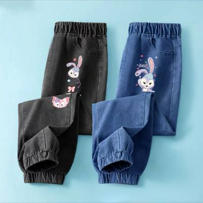Girls pants autumn new children's jeans middle and large children spring and autumn thin casual pants girls outer wear trousers