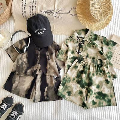 2024 summer new style boys and girls personalized fashion leopard print short-sleeved shorts beach style suits