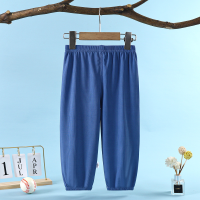 Children's anti-mosquito pants summer thin ice silk trousers boys' leggings all-match girls' bloomers casual pants summer  Blue