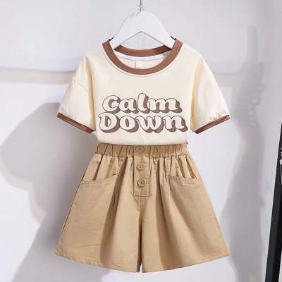 Girls Fashion Suits 2024 Summer Clothes New Fashionable Girls Internet Celebrity Thin Short-Sleeved Shorts Children's Summer Clothes
