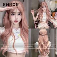 Wig female internet celebrity daily pink bangs long curly lolita summer sweet new wig full head set  Style 1
