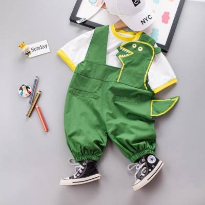 Kinder lässig kurzärmeliges T-Shirt Kinderanzug Großhandel 2024 Sommer neuer Stil Jungen Cartoon-Trägerhose zweiteiliges Set