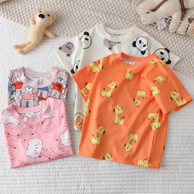 Nueva camiseta de manga corta para niños, ropa de verano para niñas, ropa para niños de verano para bebés, tops para niños de estilo coreano 2024 para niños