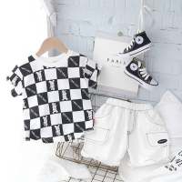 2024 Korean style children's clothing summer boys and girls 0-5 years old infant summer clothing two-piece children's suits  White
