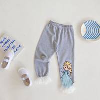 Children's clothing girls leggings spring and autumn outer wear thin style girls new cartoon animation children's long pants  Gray