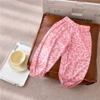 Children's spring and summer casual pants for boys, ice silk anti-mosquito sports pants for baby girls, medium and large children's ice-feeling leggings  Pink