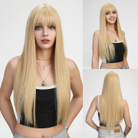 Wigs for women long straight hair full head set Long straight hair fashion hairstyle ladies fluffy natural wig set  Style 6