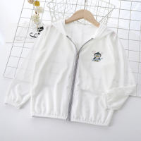 Children's sun protection clothing summer children's clothing wholesale ice silk sun protection clothing baby girl cardigan jacket boy sun protection clothing breathable  White