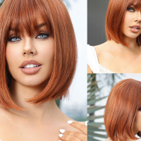 Short hair wig for women pure desire straight hair bob head air bangs age-reducing new full head cover  Style 6