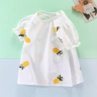 Camiseta para niñas, novedad de verano, estilo, camiseta de media manga con flores para niñas, top de fondo de algodón puro para niños  Multicolor