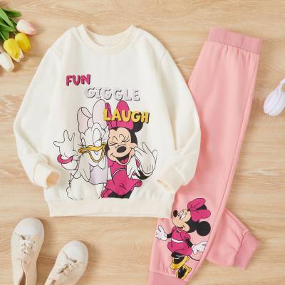 Cross-border girls spring suit 2024 new style stylish duck Minnie small children baby sports spring and autumn two-piece suit