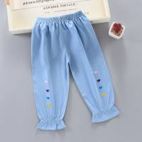 Children's anti-mosquito pants summer thin small and medium children's imitation denim bloomers boys and girls baby loose leg nine-point pants  Multicolor