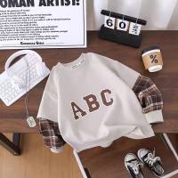 New children's sweatshirt single spring and autumn style boys and girls outdoor clothing and sportswear manufacturers wholesale  Beige