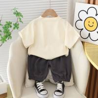 Baby boy summer suit Western style boy short-sleeved new Chinese style heavy embroidery two-piece baby clothes children's clothing  White