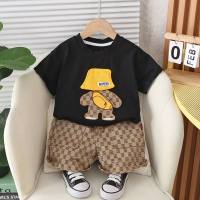 Summer boys and girls short-sleeved two-piece suit  Black