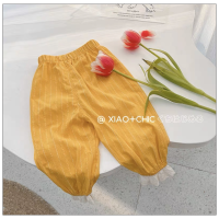 Frühlingsgeschichte ~ Mädchen Korean floral grün reine Baumwolle atmungsaktiv Anti-Moskito-Hosen Baby Mädchen lose Hosen Sommerkleidung  Gelb