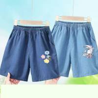 Girls pants summer new denim ice silk shorts for middle and large children stylish casual pants girls thin summer pants trendy  Multicolor