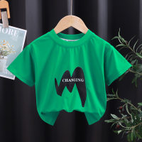 2024 new T-shirt children's short-sleeved single piece boys and girls summer baby half-sleeved trendy one-piece drop shipping  Green