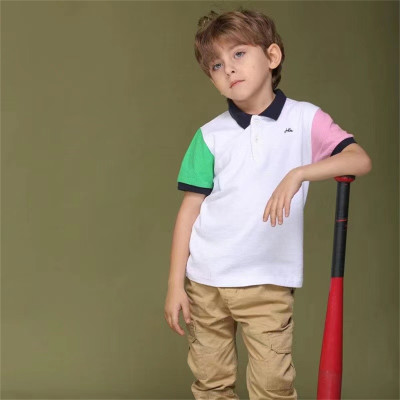 Boys Summer Fashion Color Matching Polo Shirt